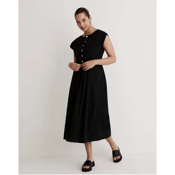 Madewell Dresses & Skirts - NWT Madewell Poplin Button-Front Midi Dress Black